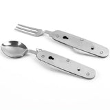 Outdoor Tableware Set Spoon Fork Knife Bottle Opener Stainless Steel 4 in 1 Foldable Camping Cutlery Set Picnic Utensil Set