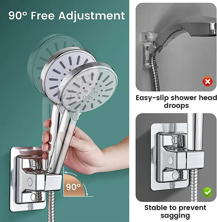 Soporte para cabezal de ducha de ABS, para montaje en pared, autoadhesivo, ajustable, giratorio, de mano, accesorios de baño