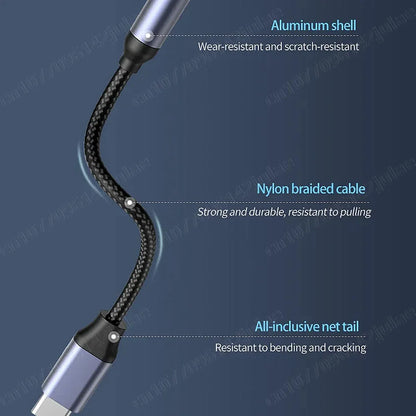 Adaptador de auriculares HiFi USB tipo C a conector de 3,5 mm, cable de audio USB-C de 3,5 mm, convertidor para iPhone 15, Samsung Galaxy, Huawei y Xiaomi.