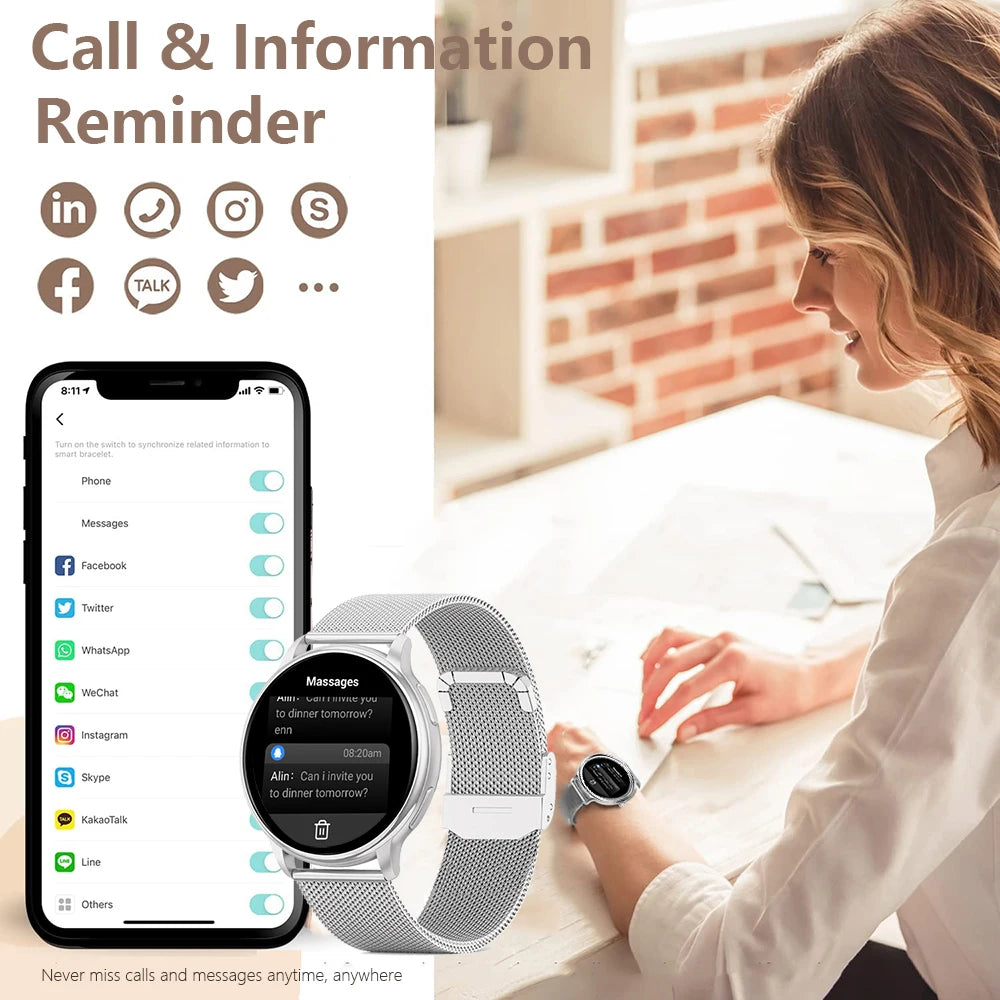 MEVADEN 1.32 inch Female Fashion Smart Watch Bluetooth Call Women Sport Fitness Tracker Health Monitor Smartwatch for Ladies Y22