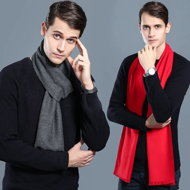 Designer Brand Plaid Men's Cashmere Scarf Winter Warm Scarves Shawls Casual Business Long Wraps Pashmina Christmas Gift for Man
