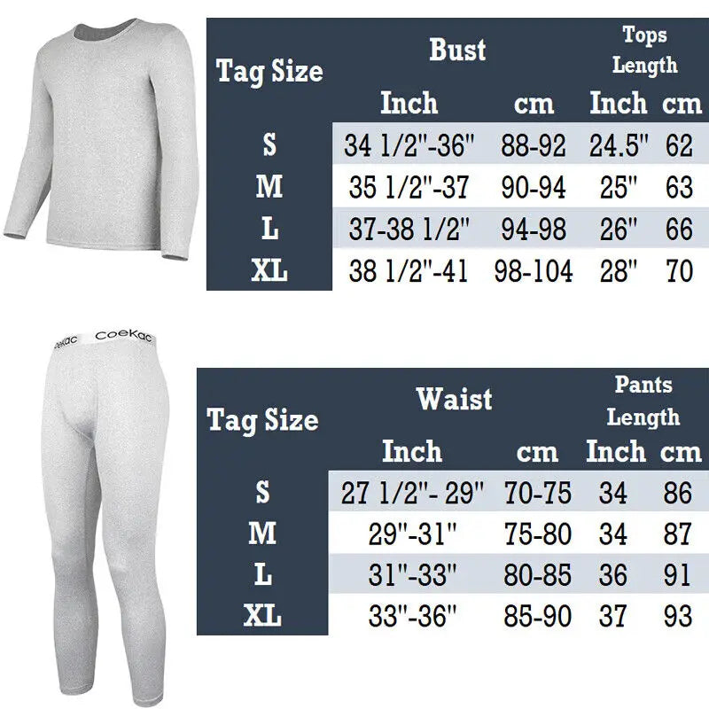 Thermal Underwear for Men Long Johns With Fleece Lined Set Set Cold Weather Winter Top Bottom