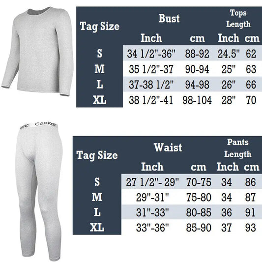 Thermal Underwear for Men Long Johns With Fleece Lined Set Set Cold Weather Winter Top Bottom