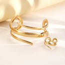 European And American Thick Bracelet And Ring Jewelry Set For Women Gold Color Geometric Line Bracelet Ring Combination Set Gift