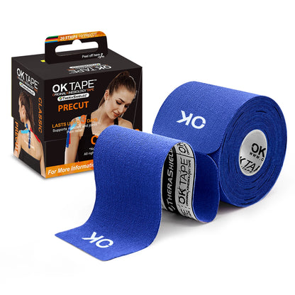 OK TAPE Kinesiology Tape 5CM X 5M Precut, 20 Strips, Latex Free Elastic Athletic Bandage, Gym Fitness Ankle Knee Finger Arm