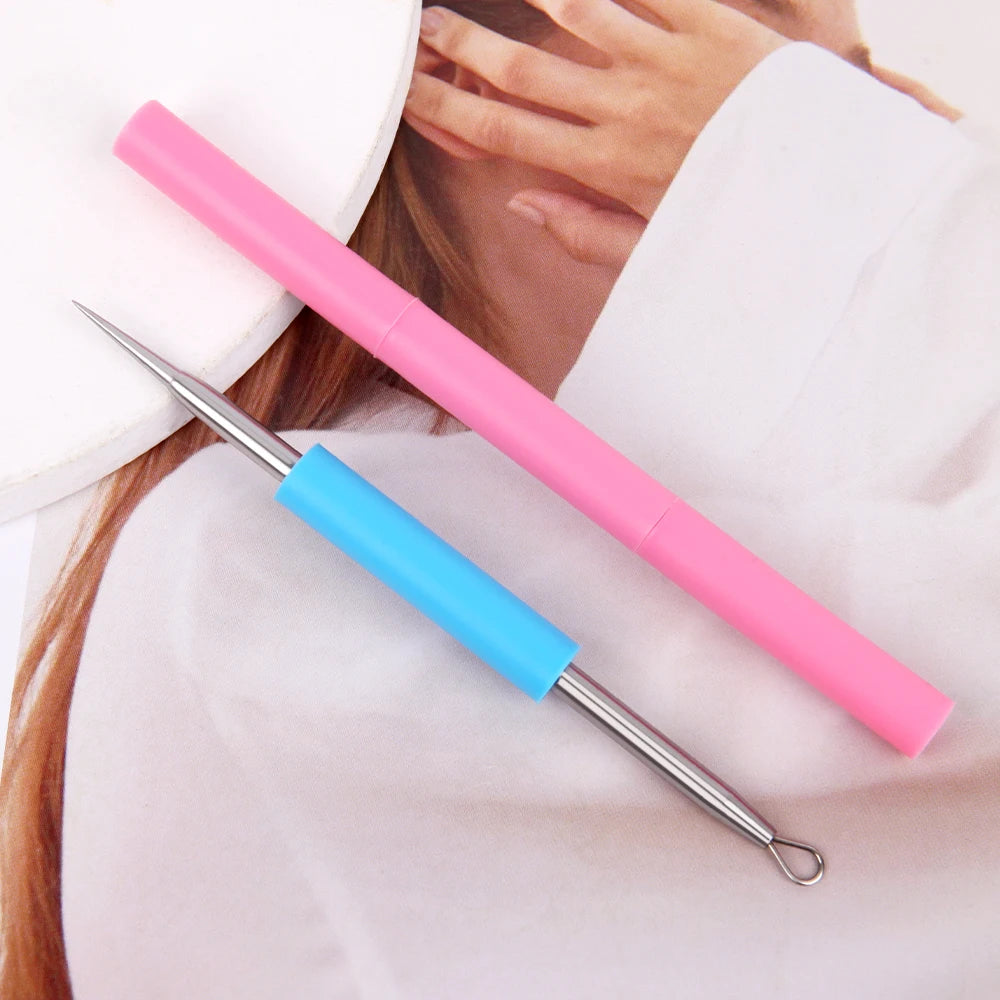 1PC Acne Clip Set Cell Clip Acne Needle Squeezing Blackhead Pressing Rod Cleaning Facial Stainless Steel Beauty Tool