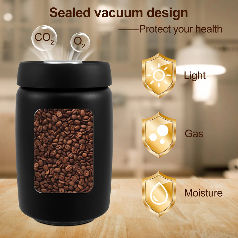 Coffee Beans Vacuum Sealed Jug 304 Stainless Steel Food Keep Fresh Storage Container Kitchen 1200ml Coffee Vacuum Canister