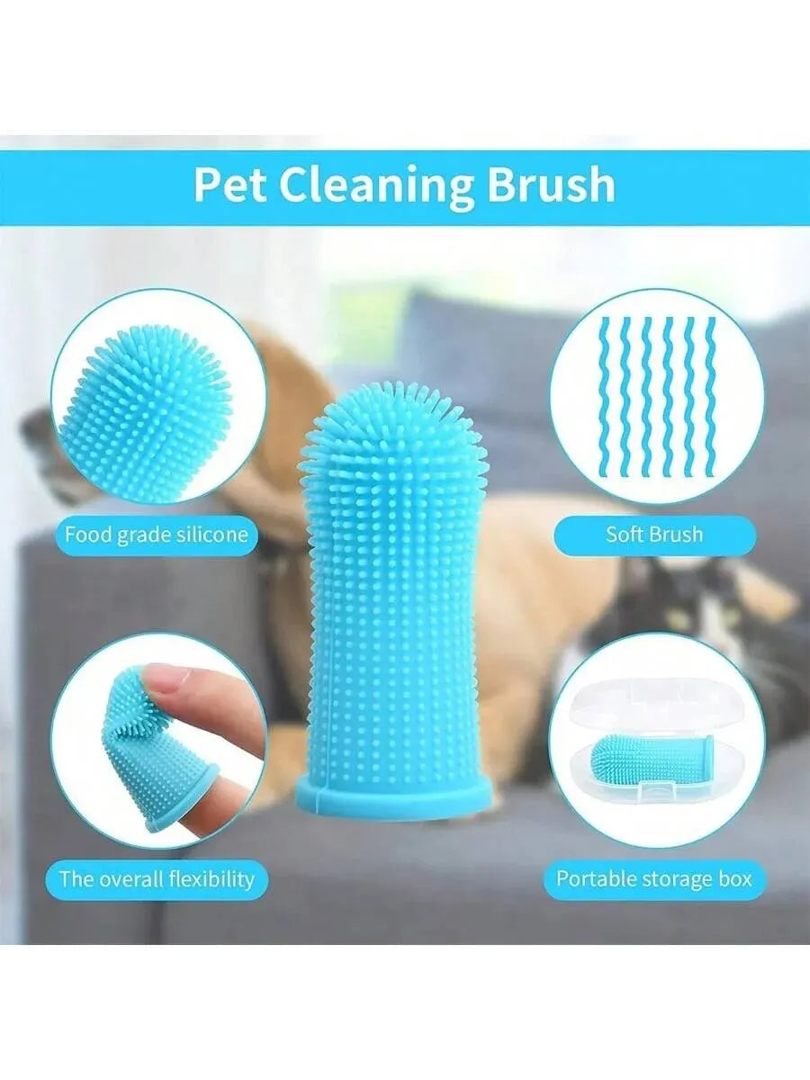 Pet Finger Toothbrush Cleaning Products for Cats and DogsOral Cleaning BrushesSilicone Bristles 