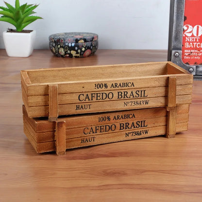 Maceta de madera vintage para jardín, maceta rectangular para suculentas, macetero para plantas, contenedor para flores suculentas.