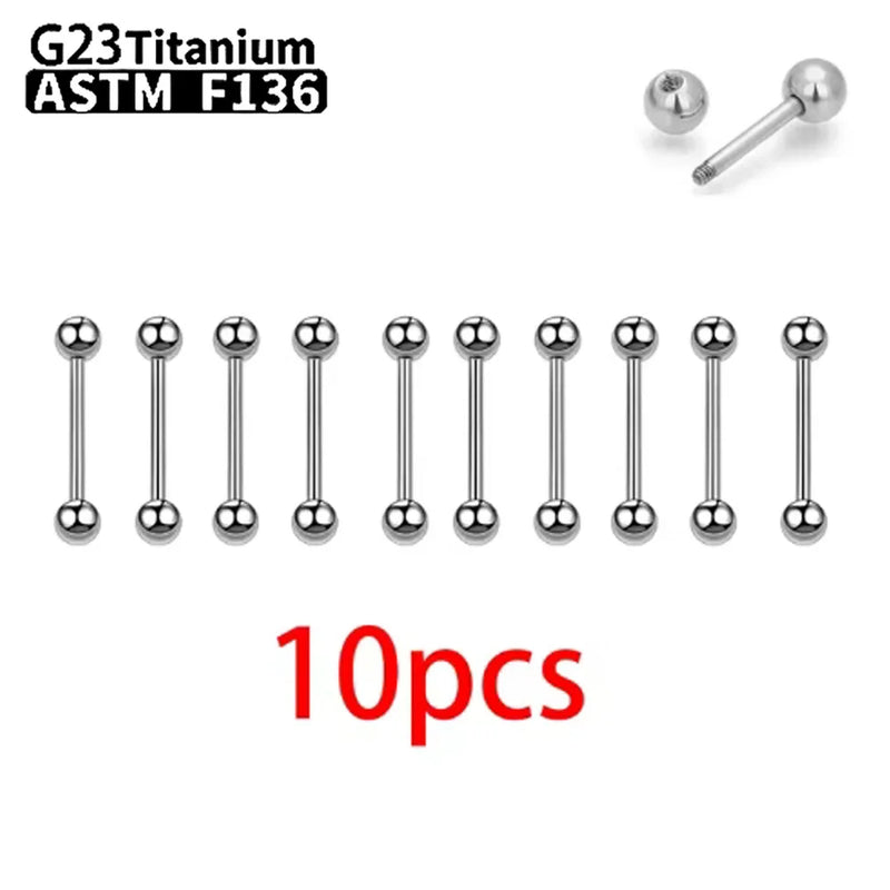 1/5/10pcs G23 Titanium External Internal thread Piercing Jewelry 14G 16G Long Industrial Sexy Barbell Barbell Ring Tongue