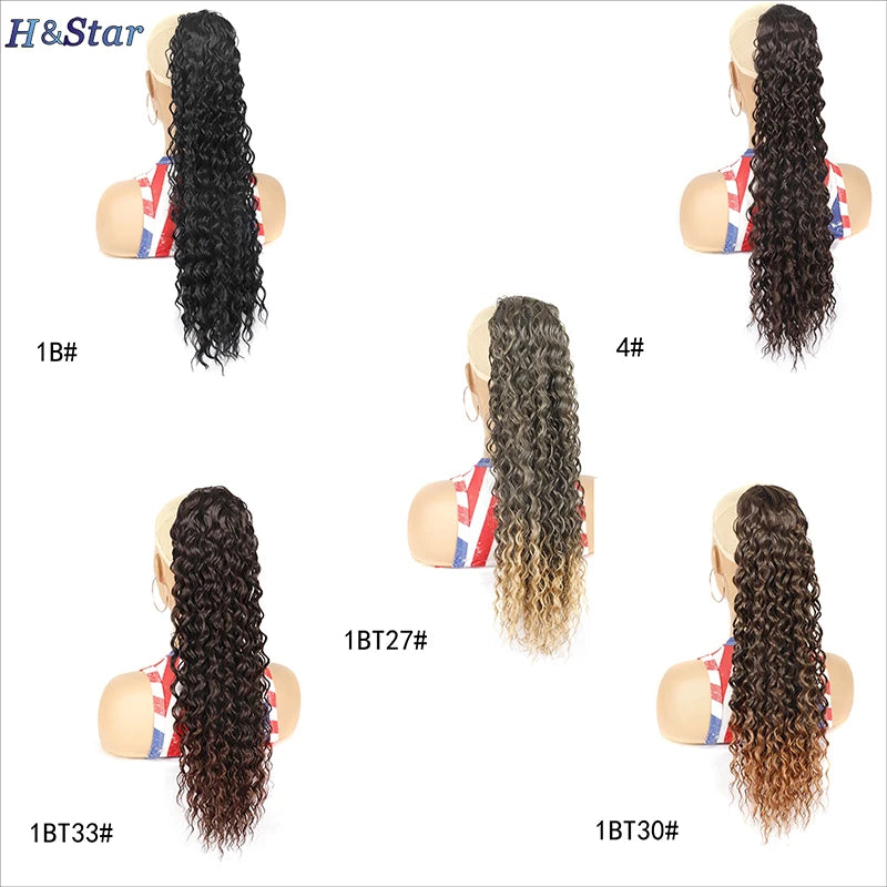 H&STAR 22 Polegadas Longo Sintético Kinky Curly Cordão Rabo de Cavalo Envoltório Rabo de Cavalo Clipe em Extensões de Cabelo para Mulheres