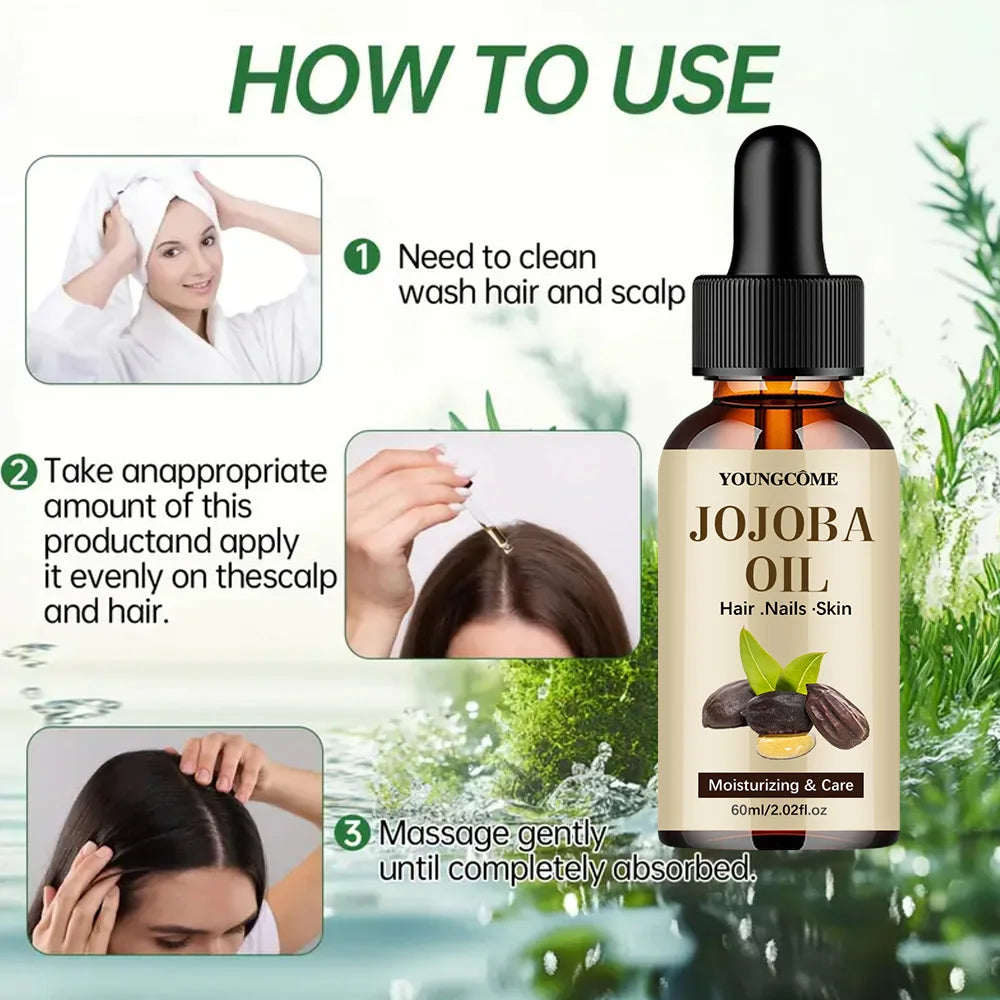 Óleo de Jojoba Orgânico, Óleo Hidratante Puro para Rosto, Cabelo, Pele e Unhas | Óleo Carreador Natural Prensado a Frio e Livre de Hexano