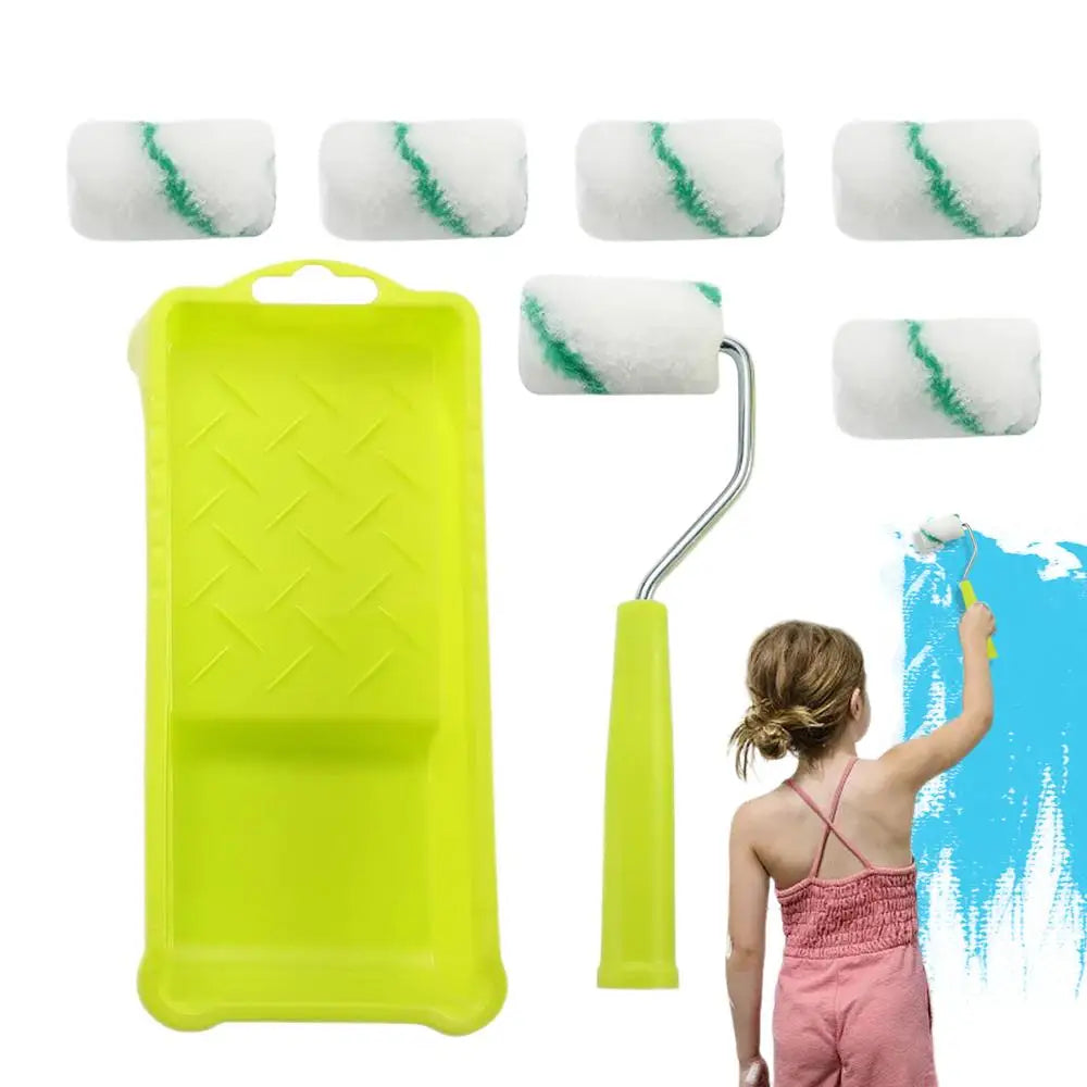 Small Paint Roller Set Mini Roller Edger Brush For Wall Painting With Paint Tray Interior Paint Brushes Painting Tools For Room