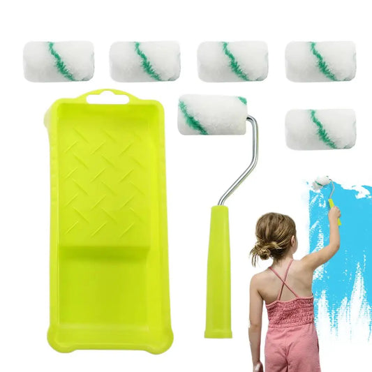 Small Paint Roller Set Mini Roller Edger Brush For Wall Painting With Paint Tray Interior Paint Brushes Painting Tools For Room