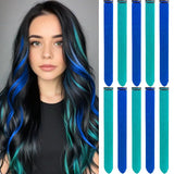 KIt 10 mechas coloridas de cabelos com clip invisível extensões sintéticas praticas