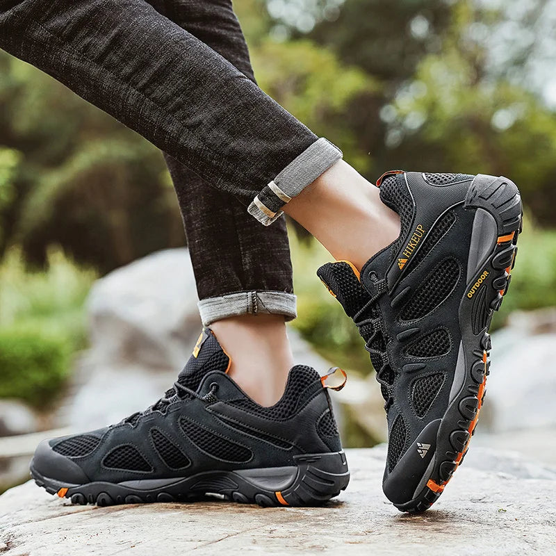 HIKEUP Men Shoes Breathable Splashproof Outdoor Hiking Shoes Mountain Climbing Sport Men Hunting Trekking Sneaker
