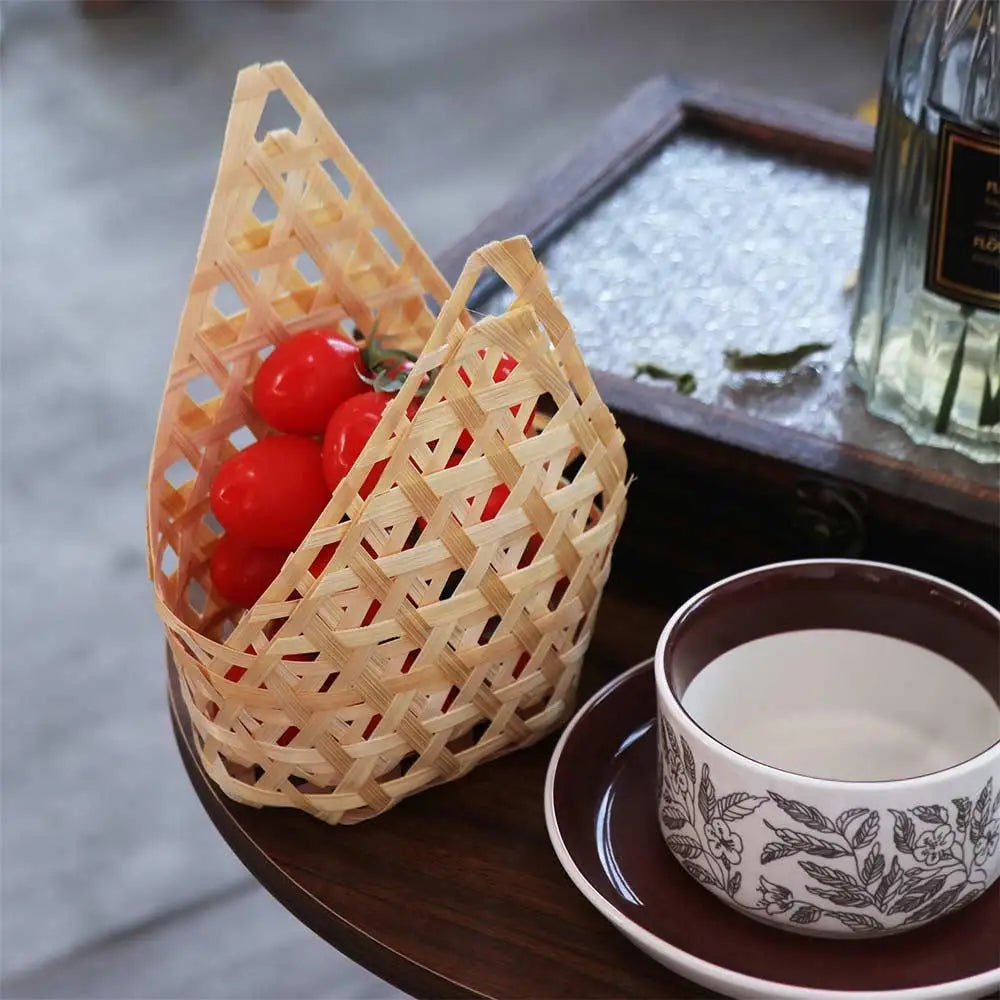 3pcs Portable Bamboo Woven Gift Packaging Basket Retro Creative Storage Box Handmade Natural Fruit Basket Egg