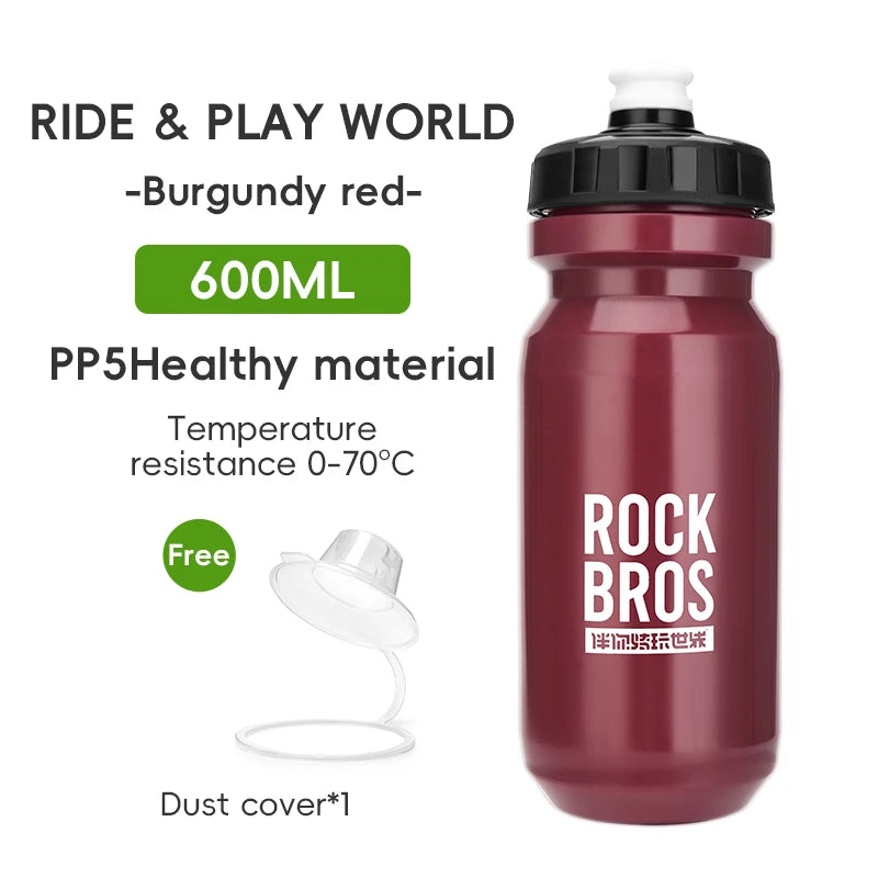 ROCKBROS Cycling Water Bottle 600ml Lightweight Bottle With Dust Cover Gym Water Kettle Drink Outdoor Sports Bike Accessories