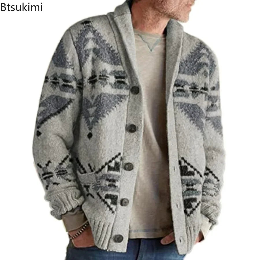 2024 Men's Thick Warm Cardigan Sweaters Oversized Harajuku Cartoon Knitted Sweater Pullover Male Streetwear Knitwear Men Tops