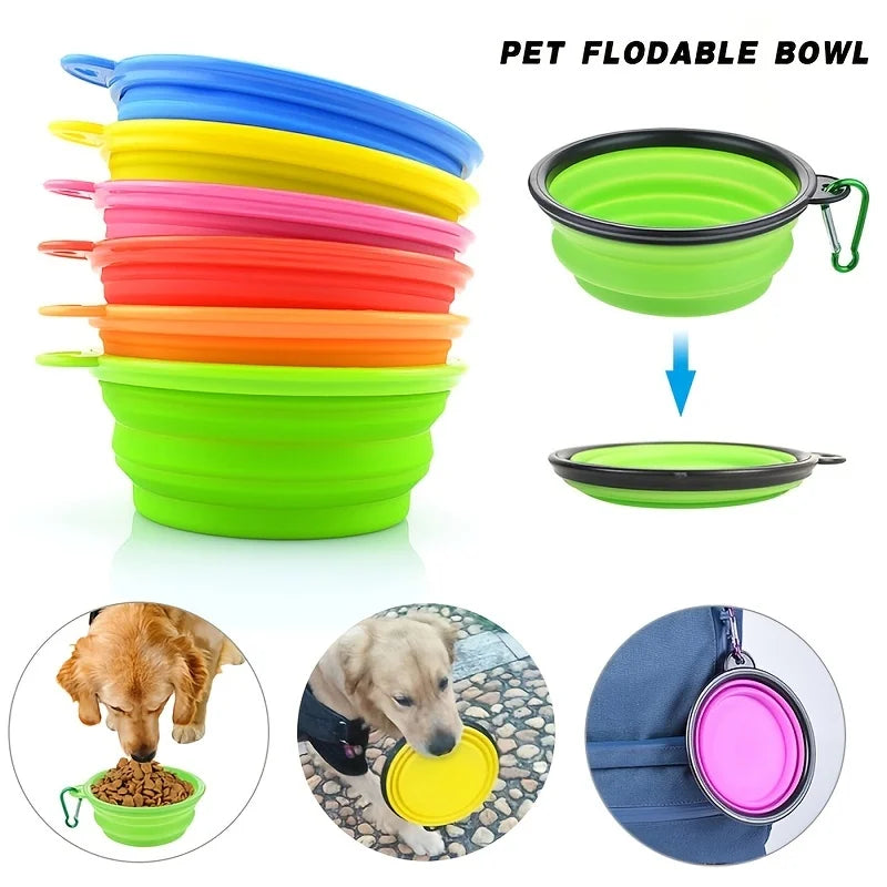 Comedero portátil para mascotas, de TPR duradero, plegable, de silicona, para gatos y perros, para viajes al aire libre, para agua y comida.
