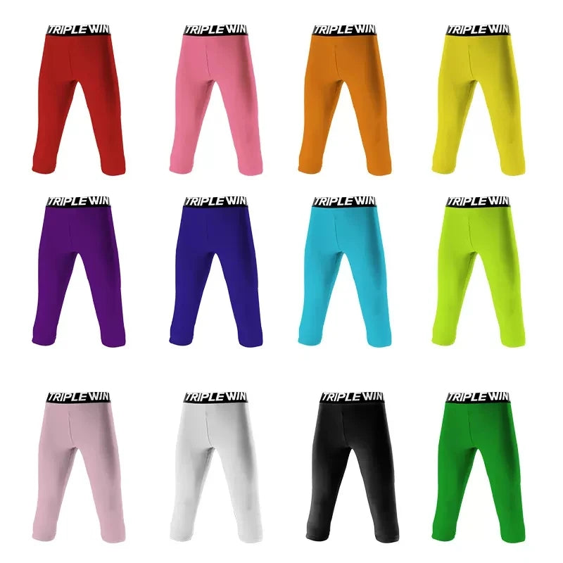 Kids Boy Girl Capri Running Tights Pant Children Basketball Football Soccer Fitness Exercise Sport 3/4 Cropped Legging Shorts J8