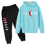 Kids Simple Letter Print 2pcs Hoodie+Pants Tracksuits 3-13 Years Boys Girls Spring Autumn Outfits Streetwears Children Clothes
