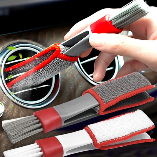 Car Wash Double Head Brushes, Limpeza de ventilação, Condicionador, Grelha, Espanador, Limpe, Auto Detalhamento Cleaner, Ferramentas de limpeza Interior do carro