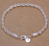 925 Sterling Silver Chain Bracelets for Men Women Braided Rope Male Fashion Jewelry High Quality New 4mm 