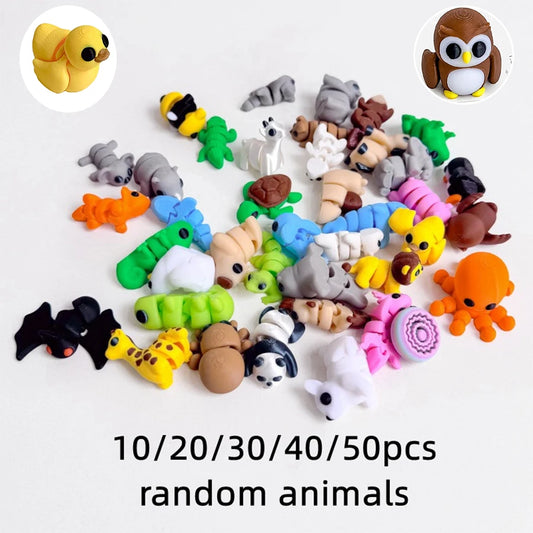 10/50pcs 3D Printed Simulation Toys Mini Animal Model Home Ornament  Cartoon Figure Birthday Gift Sets Decompression Kid Toy