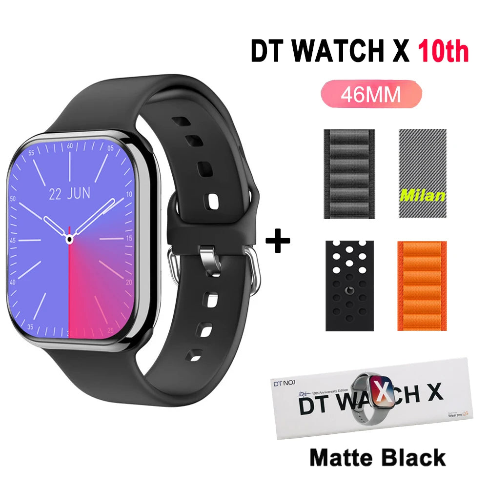 DT Watch 10 Smartwatch DT Watch X AMOLED 46mm Screen Video Play Local Music 4GB NFC ChatGPT Compass Smartwatch For Apple Android