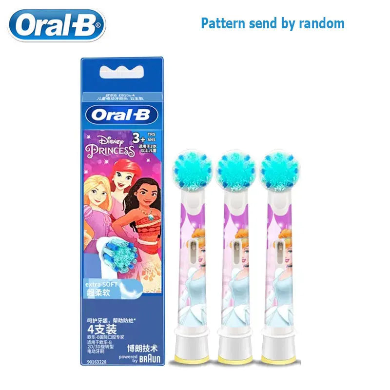 Recambio de cabezales de repuesto para cepillo de dientes eléctrico Oral B EB10 Kids, con cerdas suaves y cabezal redondo pequeño, ideal para limpieza dental de Spiderman y Frozen.