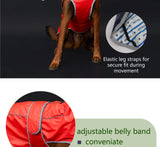 Waterproof Dog Raincoat with Reflective Strips and Adjustable Hood - Red, Yellow, Navy Blue