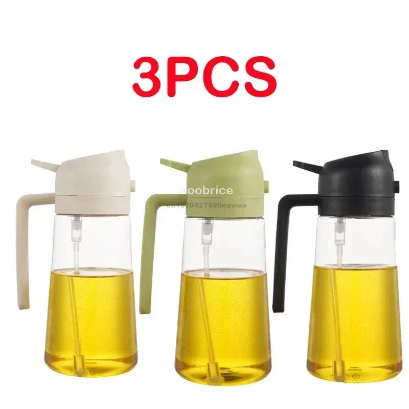 2 in1 Oil Spray Bottle Plastic Kitchen Barbecue Cooking Olive Oil Dispenser Oil Jar Baking Vinegar Soy Sauce Spray Container