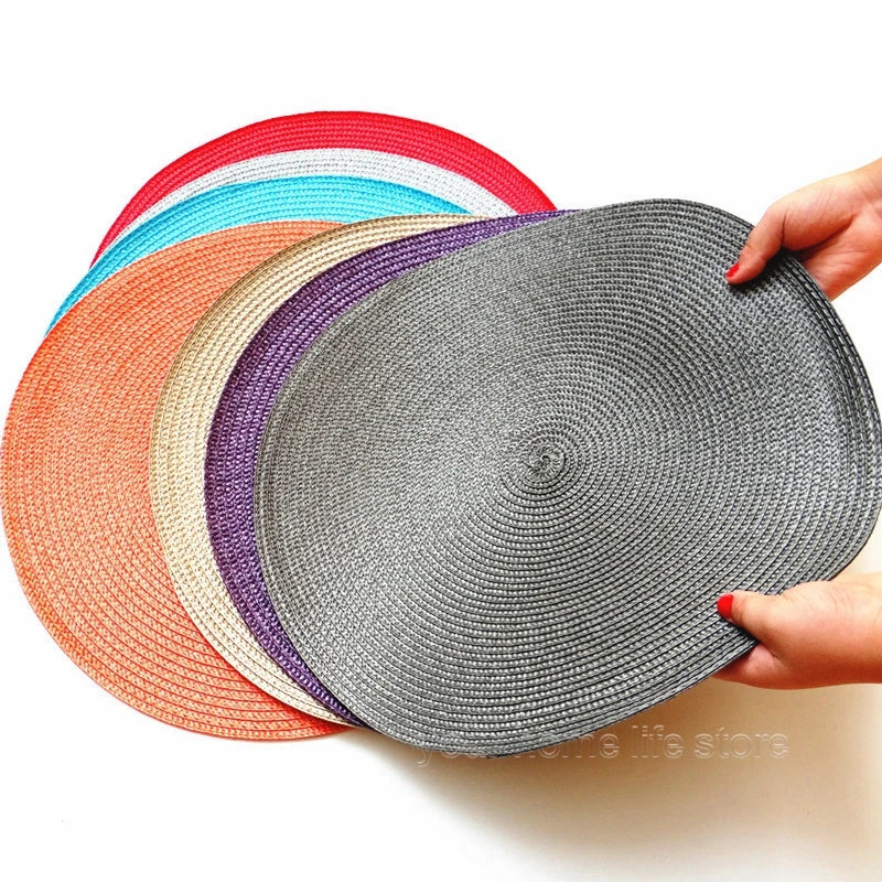 Round Placemats Set  Braided Circle Place Mat Washable Table Mats for Kitchen Dining Table Mixed Color Non-Slip Place mats