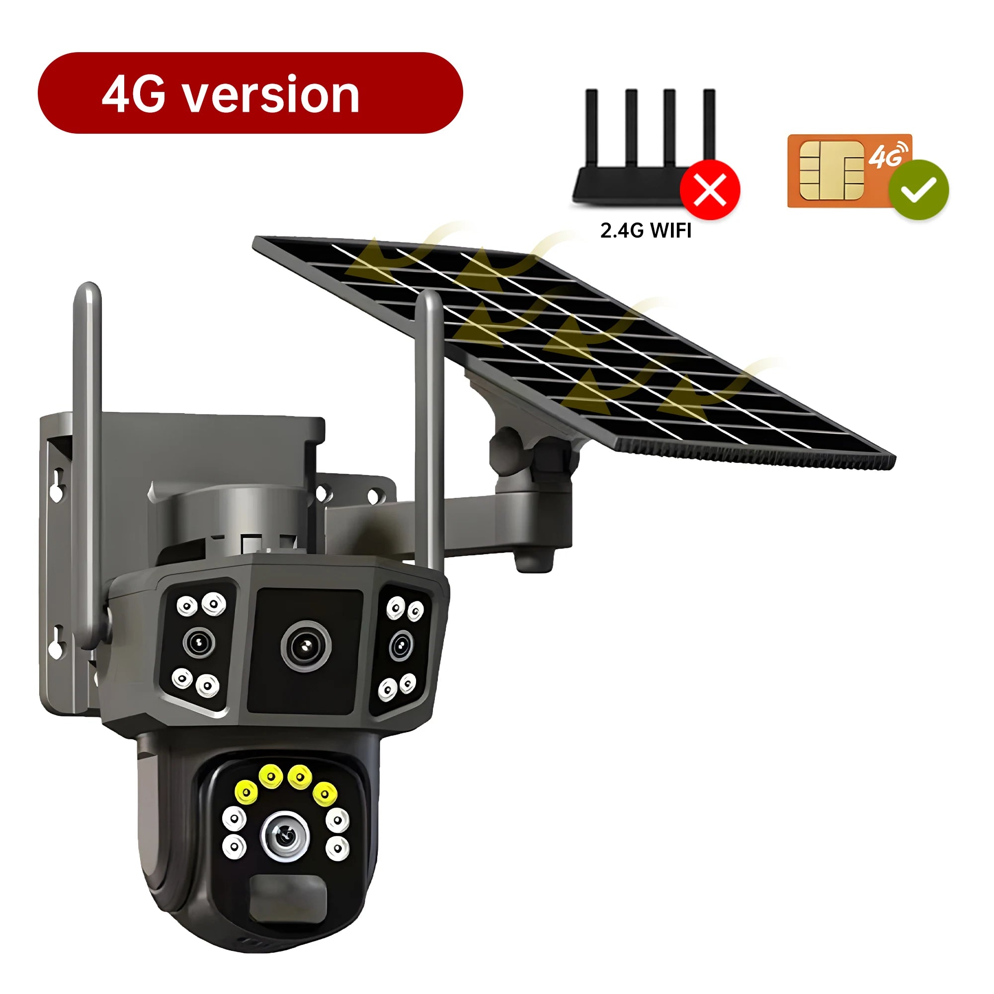 V380 Pro 10X 4K Dual Lens Outdoor Security Network Camera Wireless Wi-Fi Solar CCTV, 4G SIM Solar Cameras