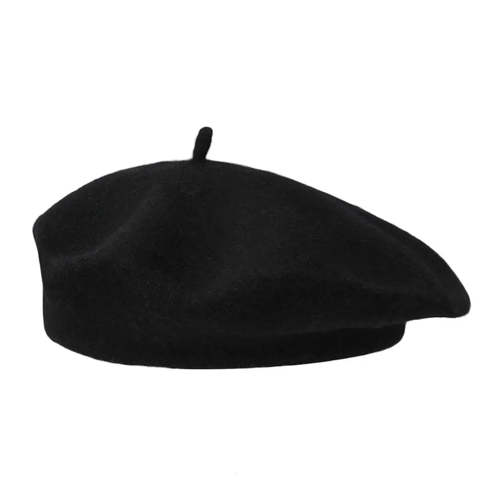 Fashion Warm Winter Wool Berets Hat Retro Solid Color French Artist Hat All Matched Elegant Plain Cap Lady