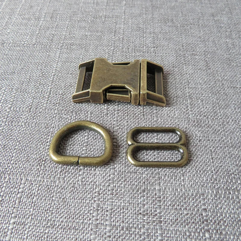 1Set Strong Hardware Metal Straps Slider D Ring Release Belt Buckle For Cat Pet Dog Collar Harness Paracord Sewing Accessory