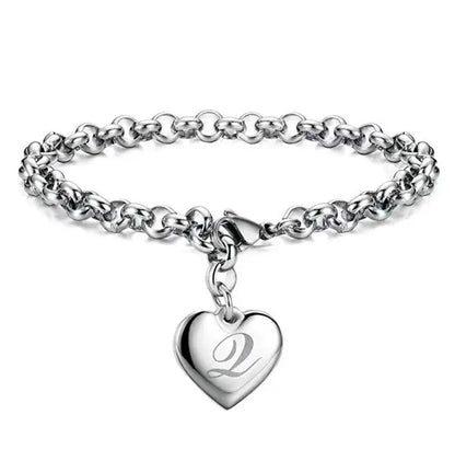 925 Pulseiras de Prata Esterlina com Coração Nobre para Mulheres, 26 Letras Corrente, Marca Designer de Moda, Festa de Casamento, Joias, Novo