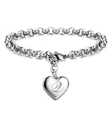 925 Pulseiras de Prata Esterlina com Coração Nobre para Mulheres, 26 Letras Corrente, Marca Designer de Moda, Festa de Casamento, Joias, Novo