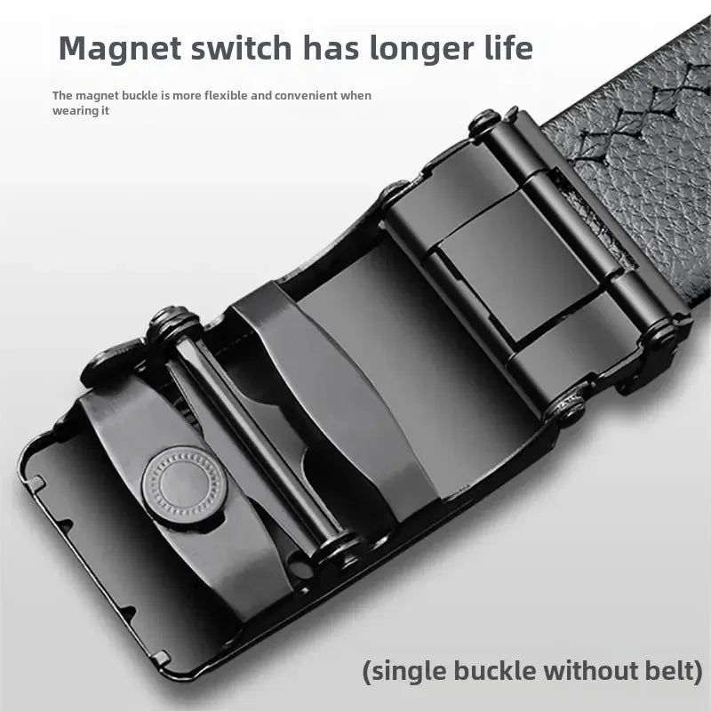 Men's Leather Belt Buckle Single Knot Casual Cross-border Style 4.0 Automatic Width 3.5cm