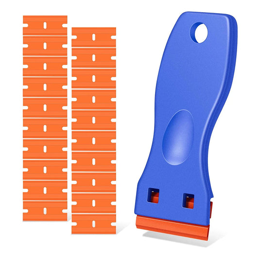 Plastic Razor Blade Scraper Tool with Plastic Blades Cleaning Scraper Remover for Floor Stovetop Car Window Glass