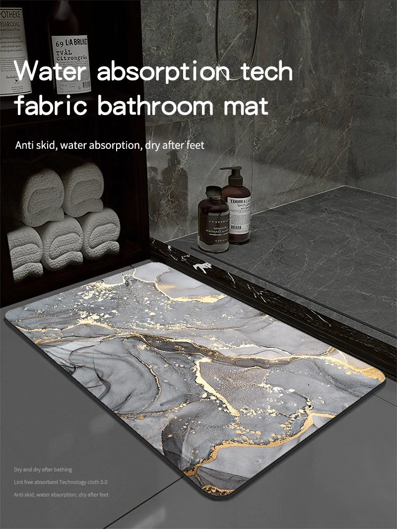 Diatomaceous Earth Bath Mat Bathroom Rug Absorbent Non-slip Floor Foot Mats Quick Dry Shower Carpet Toilet Pad Doormat Washable