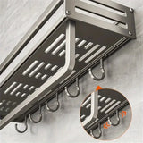 YMOLGA 1/2pcs Aluminum Wall-Mounted Spice Rack Multifunctional Item Shelf Kitchen Tools Hooks Kitchen Condiment Storage Rack