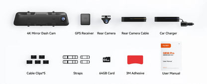 WOLFBOX G850 PRO 4K WIFI Mirror Dash Cam with ADAS and BSD 5.8GHz WiFi  Voice Control Car DVR  Rearview Mirror 12inch