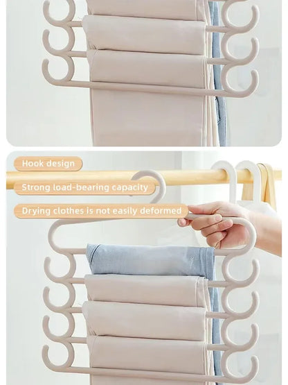 1/2/3pcs Pants Rack Multifunctional Household Saving Space Multi Layer Trousers Hanger Pants Closet Color Clothes Peg 5 Layers