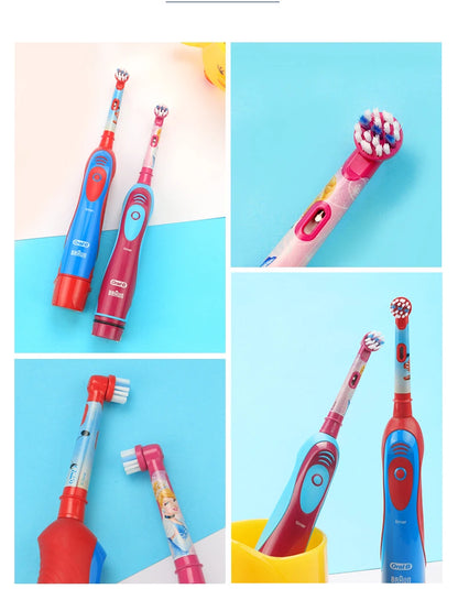 Cepillo de dientes eléctrico Oral-B Kids con cerdas suaves y cabezal reemplazable con temporizador de 2 minutos para niños mayores de 5 años.