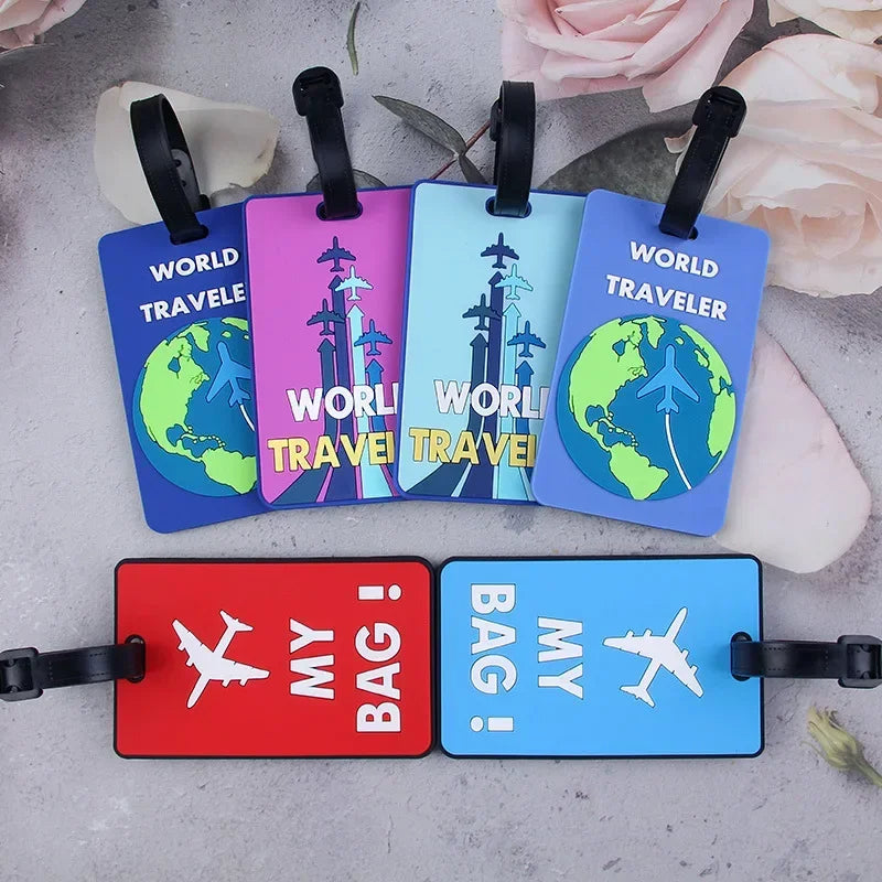New PVC Soft Glue Airplane Luggage Tag Card Cover Name Labels Suitcase ID Address Hang Tag Boarding Pass Labels Travel Access