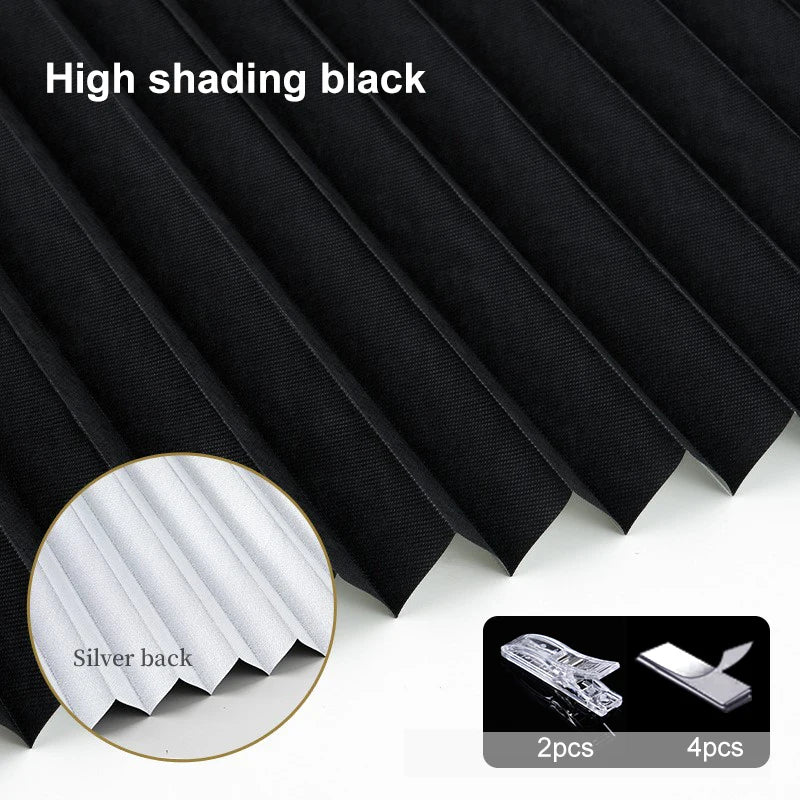 Self-Adhesive Pleated Blind High Shading Non-Woven Window Shade Bathroom Kitchen Balcony Zebra Blackout Curtain