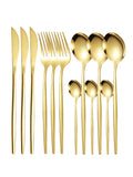 12pc Thin Stainless Steel Cutlery Set Portugal Steak Knife and Fork Dessert Spoon Coffee Spoon