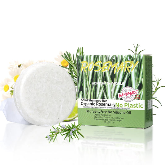 60g Natural Fragrance Rosemary Shampoo Soap, Handmade Oil Control and Dandruff Removal Soap for Both Men and Women
